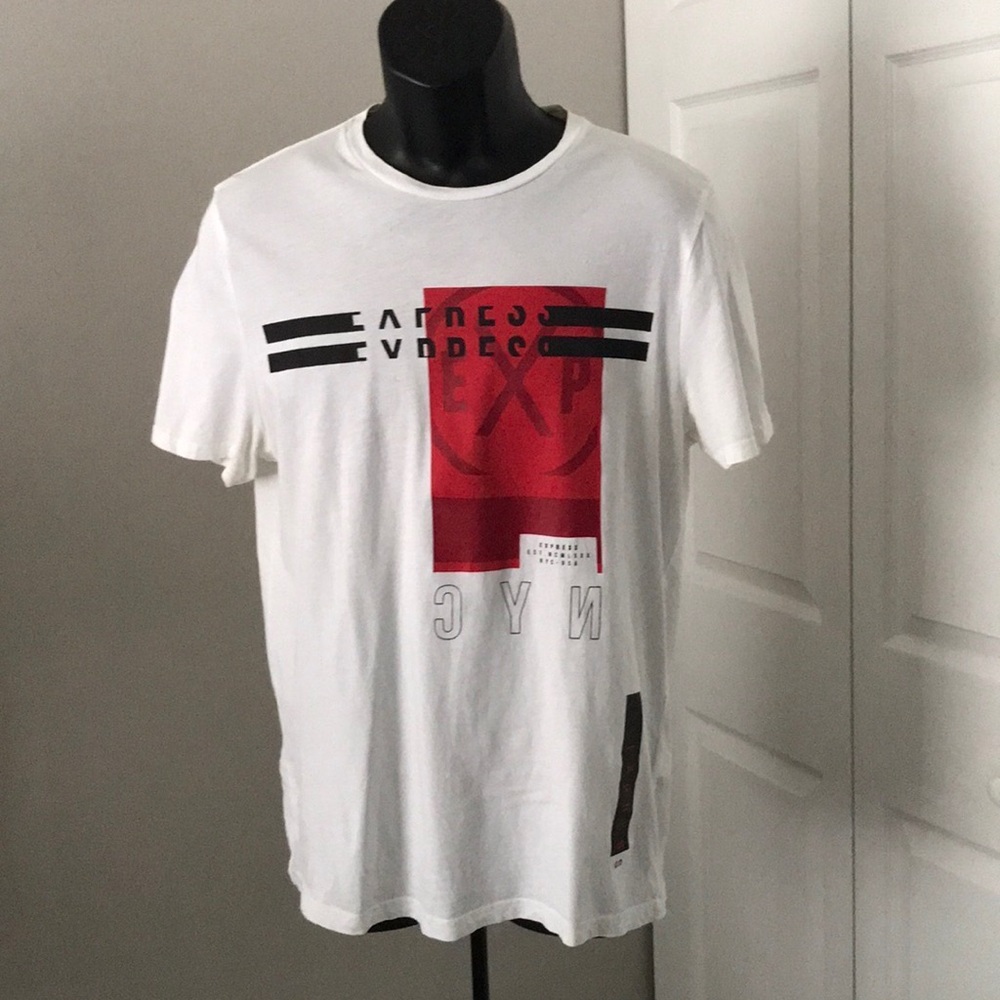 EXPRESS Quality + Fit Mens Graphic White Tee | S